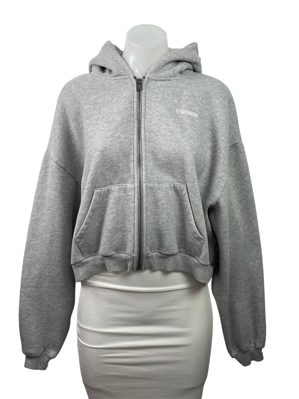 Gymshark Cosy Luxe Zip Through Women's Gray Fleece Hoodie Sweatshirt Top Size M